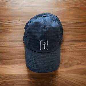 PGA TOUR Spell Out Logo Airflux Mesh Golf Cap Black Adjustable StrapBack Hat